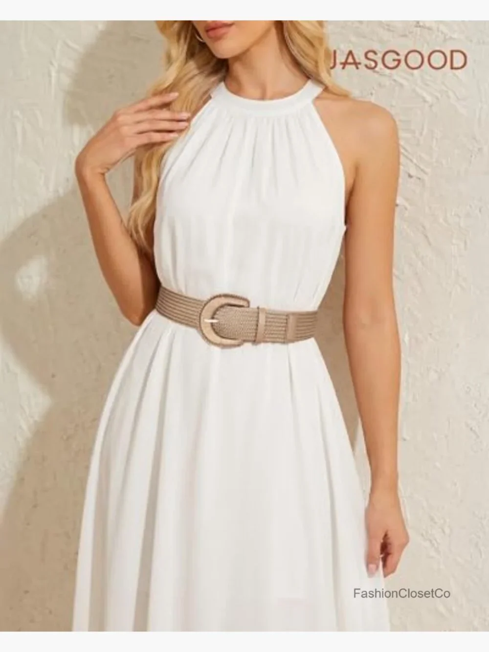Wide Elastic Boho Belt Rope Woven Stretch Braided Waist Belt Chunky Buckle
